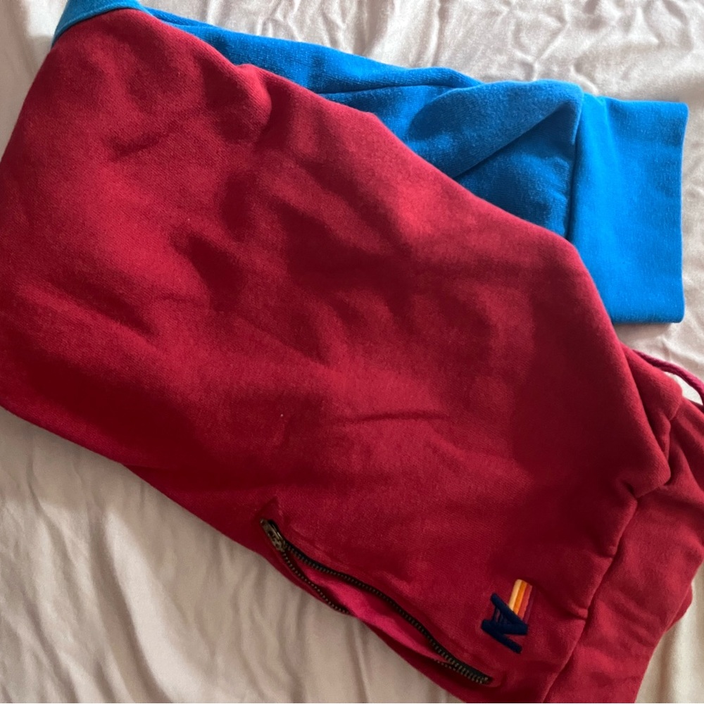 Womens Aviator Nation Blue & Red  Two-toned Zip Pocket Drawstring Jogger